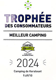 Trophée des consommateurs Camping Qualité 2023 CAMPING de KERALOUET