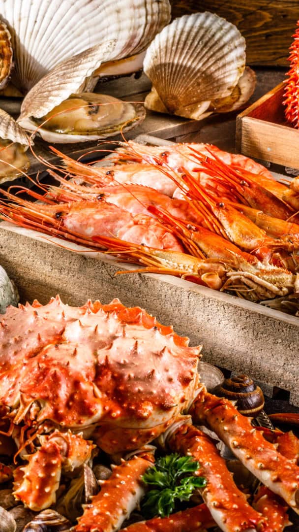 seafood background with delicious food