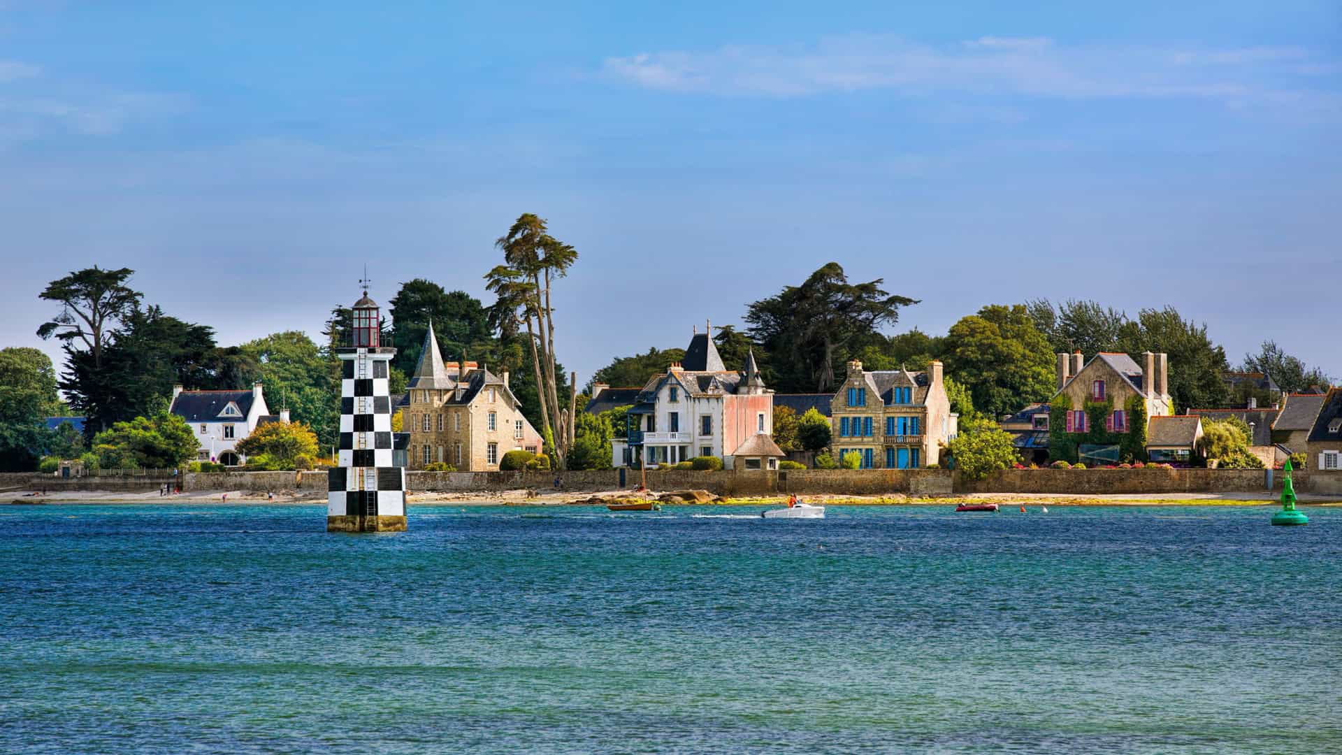 loctudy as seen from ile tudy, brittany